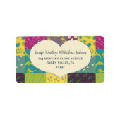 Boho Maximalist Patchwork Quilt Heart Adres Etiket (Voorkant)