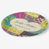 Boho Maximalistische Patchwork Quilt Bruiloft Papieren Bordje (Gekanteld)