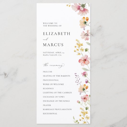 Boho Meadow Wildflower Wedding Program Programma (Voorkant)