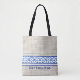 Boho Mediterraan Tegel Blauw Wit Gepersonaliseerd Draagtas