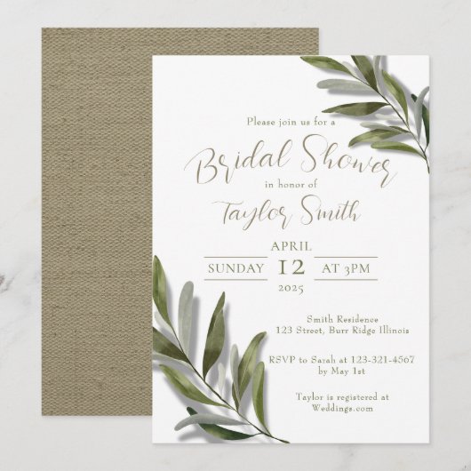 Boho méditerranéen Chic minimaliste Invitation (Devant / Derrière)