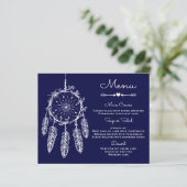 Boho Menu Mariage Marine Blue Dream Catcher (Debout devant)