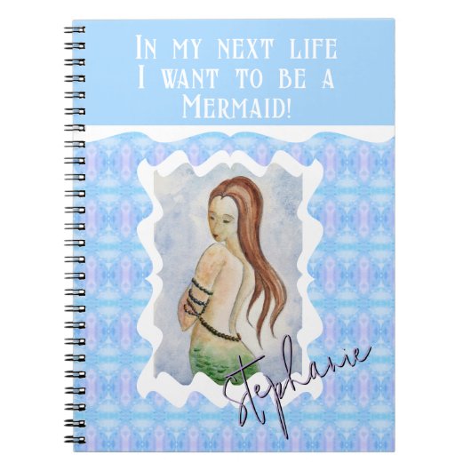 Boho Mermaid Fantasy Waterverf Custom Journal Notitieboek (Voorkant)
