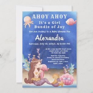 Boho Mermaid, Tropische vis Roze Baby shower Kaart