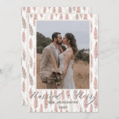 Boho Merry and Married Script Wedding Christmas Bedankkaart (Voorkant / Achterkant)