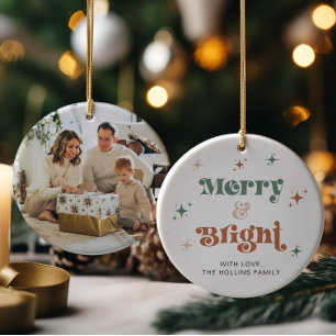 Boho Merry & Bright Photo Ornement de Noël Rétro