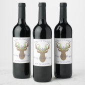 Boho Merry Christmas Rendier Typografie Wijn Etiket (Flessen)