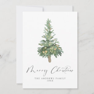 Boho Merry Kerstmis Waterverf Boom niet-foto Feestdagenkaart