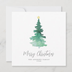 Boho Merry Kerstmis Waterverf Boom niet-foto Feestdagenkaart