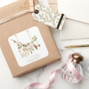 Boho Merry Little Baby Kleding Wasserij Baby showe Vierkante Sticker