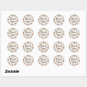 Boho met de hand getekende bloem bedankt ronde sticker (Vel)