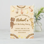 Boho mignon Ours et Giraffe Invitation Anniversair (Debout devant)