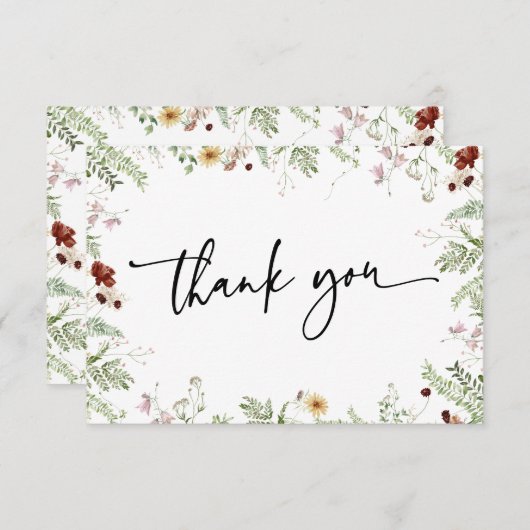 Boho minima mignon Cartes de remerciements Fleur s (Devant / Derrière)