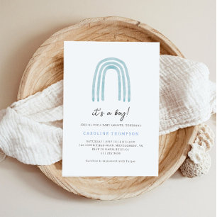 Boho Minimaal Blauw Regenboog Baby Shower Kaart