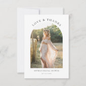 Boho Minimaal Liefde & Dank Bruidsfeest Foto Bedankkaart (Voorkant)