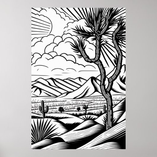 Boho Minimal Black and White Landscape Poster (Voorkant)