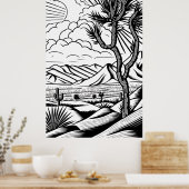 Boho Minimal Black and White Landscape Poster (Keuken)