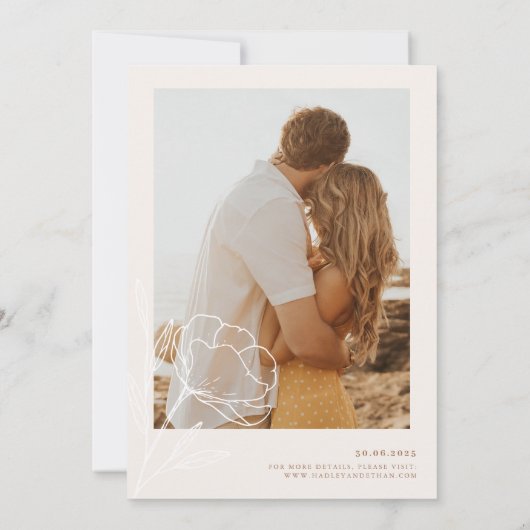 Boho minimal Faire-part de mariage Botanique HADLE (Dos)