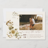 Boho Minimal Herfst Wildflower Foto Opslaan van de Save The Date (Voorkant)