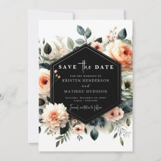 Boho Minimal Peach Wedding Save The Date (Voorkant)