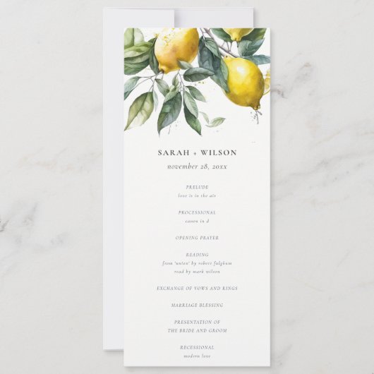 Boho Minimal Yellow Lemon Garden Programme de mari (Devant)