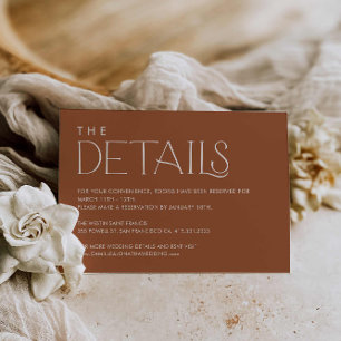 Boho minimale bruiloft details behuizing Kaart