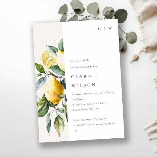 Boho minimale gele citroen tuin koppels douche kaart