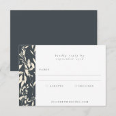 Boho Minimalist Black Botanical Drawing Wedding RSVP Kaartje (Voorkant / Achterkant)