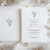 Boho Minimalist Black White Wedding Invitation Kaart