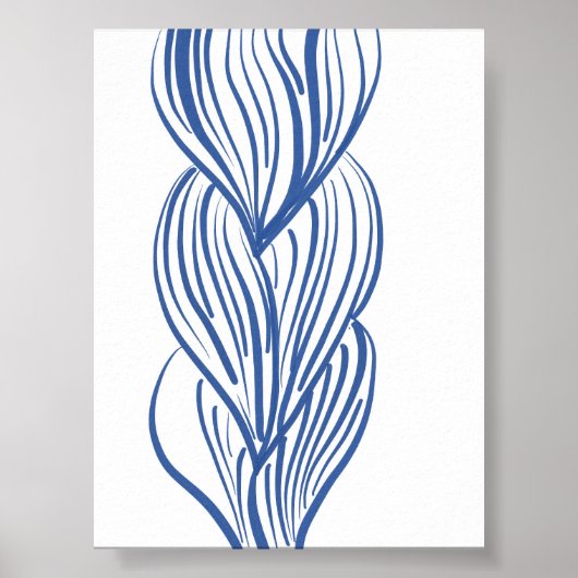 Boho Minimalist Blue Line Art Poster (Voorkant)