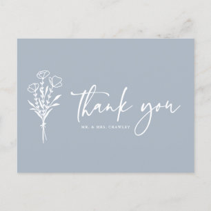 Boho Minimalist Botanicals Dusty Blue Bedankt Briefkaart