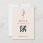 Boho Minimalist Botanicals Terracotta QR-code RSVP Kaartje (Voorkant)