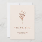 Boho minimalist Botanicals Terracotta Wedding Bedankkaart (Voorkant)