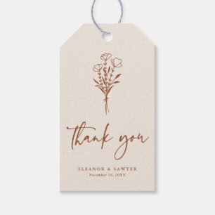Boho minimalist Botanicals Terracotta Wedding Cadeaulabel
