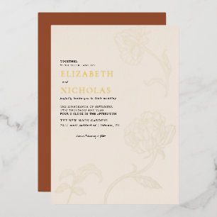 Boho minimalist Botanicals Terracotta Wedding Folie Uitnodiging