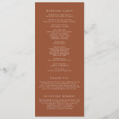 Boho minimalist Botanicals Terracotta Wedding Programma (Achterkant)