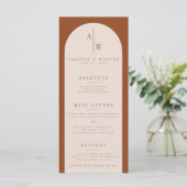 Boho Minimalist Burnt Oranje Wedding Menu (Staand voorkant)