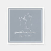 Boho Minimalist Dusty Blue Cat Verloving Wedding Servet (Voorkant)