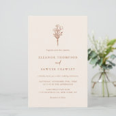 Boho minimalist Floral Terracotta Wedding Invite (Staand voorkant)