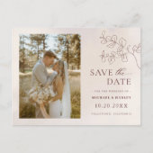 Boho Minimalist Floral Wedding Save the Date Uitnodiging Briefkaart (Voorkant)