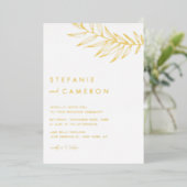Boho minimalist Foliage Leaf Wedding Folie Uitnodiging (Staand Voorkant)