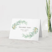 Boho Minimalist Greenery Foliage Wedding Opgevouwe Bedankkaart (Voorkant)