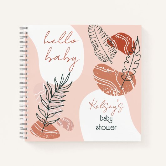 Boho Minimalist Hello Baby shower Blush Livre d'in (Devant)