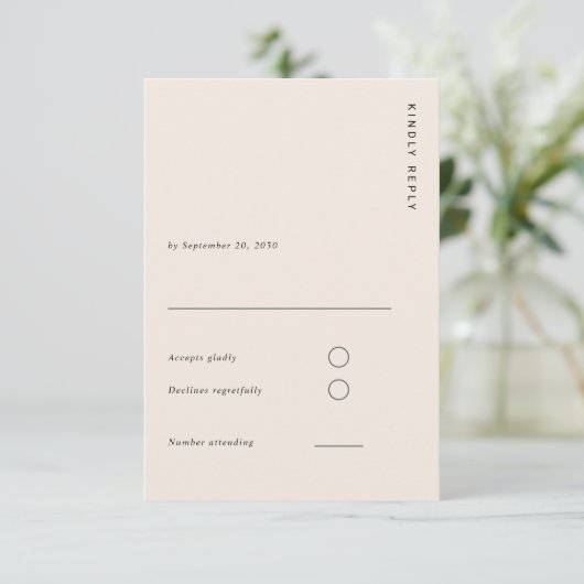 Boho Minimalist Light Beige Modern Simple Wedding RSVP Kaartje (Staand voorkant)
