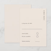 Boho Minimalist Light Beige Modern Simple Wedding RSVP Kaartje (Voorkant / Achterkant)