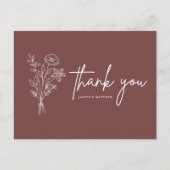 Boho Minimalist Mauve bruiloft Dank u Briefkaart (Voorkant)