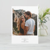 Boho Minimalist Mountain Sunset Fotobruiloft Kaart (Staand voorkant)