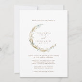 Boho Minimalist Muted Blue & Dried Grass Wedding Kaart (Voorkant)