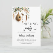 Boho Minimalist Nesting Party Bird Baby Shower Kaart (Staand voorkant)