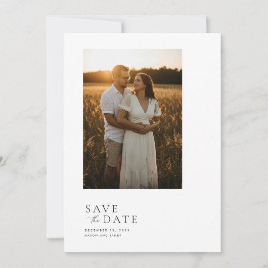 Boho Minimalist QR Code Photo Save The Date (Voorkant)